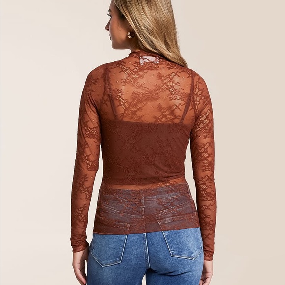 Elegant Brown/Copper Lace Top ‼️WORN ONE TIME‼️ - Picture 3 of 6
